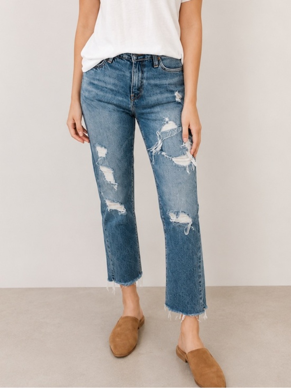 Mother Superior The Sinner Straight Leg Jeans Ice Cream You Scream Light Wash